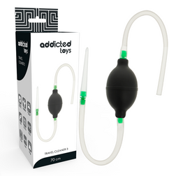 Douche anale noire Addicted Toys Travel Cleaner 3 avec poire, tuyau de 70 cm et embout effilé — vue principale