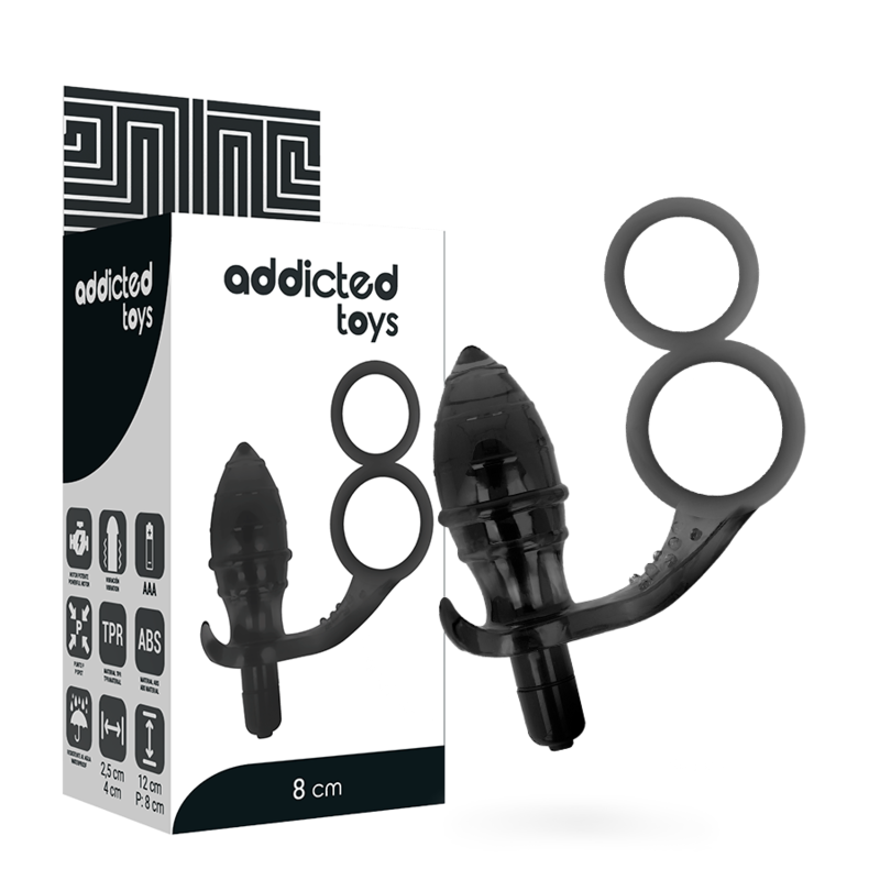 Plug vibrant prostate avec double cockring · Addicted Toys · Plugs Vibrants