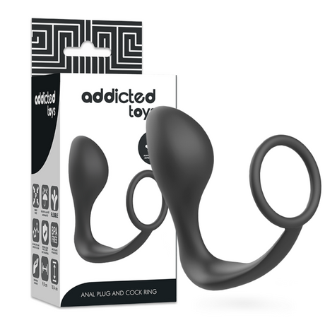 Plug anal Addicted Toys avec cockring intégré silicone en Silicone 15.0 cm vu de face