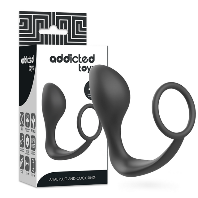 Plug anal Addicted Toys avec cockring intégré silicone en Silicone 15.0 cm vu de face