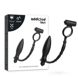 Plug anal vibrant avec cockring Addicted Toys en silicone noir