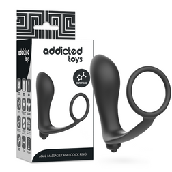 Stimulateur prostate de la marque Addicted Toys modèle Plug vibrant prostate + cockring silicone en Silicone pour le plais...