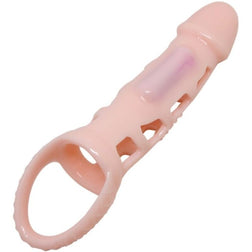 Gaine pénienne vibrante Harrison de 13,5 cm en TPR couleur peau, vue de face