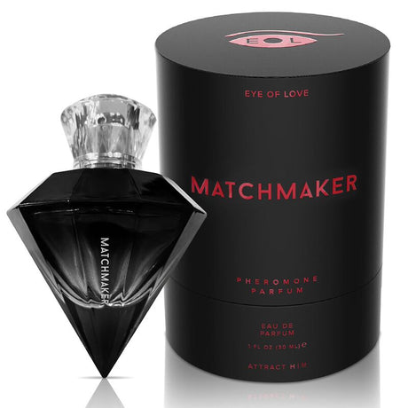 Bottle of Eye of Love Matchmaker For Him pheromone fragrance, 30 ml.