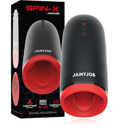 Masturbateur rotatif Spin-X noir et rouge avec fonction chauffante