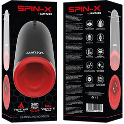 Emballage du masturbateur rotatif Spin-X avec spécifications techniques