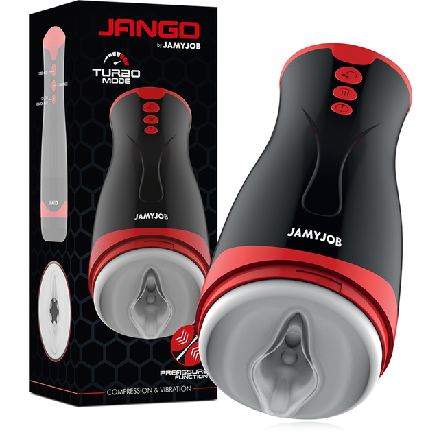 Masturbateur Jango à compression et vibration en silicone couleur chair, vue de face
