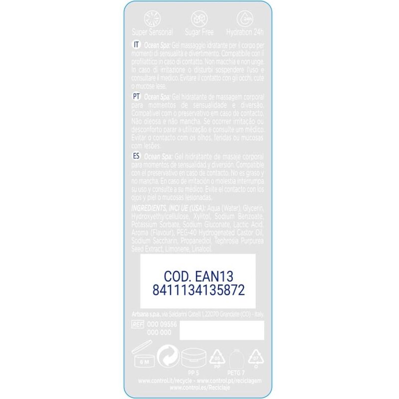 Gel massage et lubrifiant 2 en 1 Mer Méditerranée 200 ml — emballage