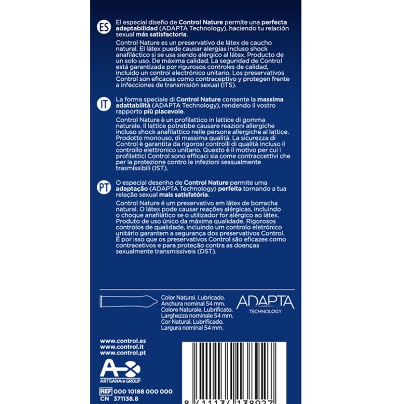 CONTROL PRESERVATIFS ADAPTA NATURE 6 UNITES