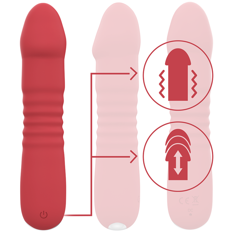 Vibrateur silicone va-et-vient automatique USB 17 cm — vue de profil