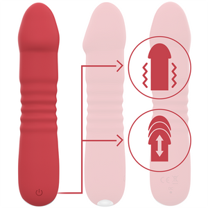 Vibrateur silicone va-et-vient automatique USB 17 cm — vue de profil