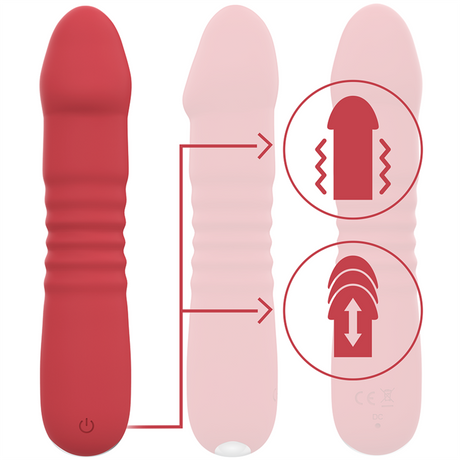 Vibrateur silicone va-et-vient automatique USB 17 cm — vue de profil