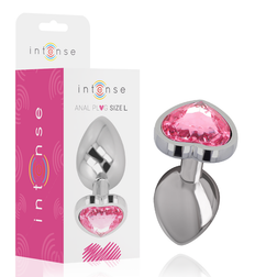 Plug anal Intense Anal Toys Plug métal bijou cœur rose 9 cm taille L en Aluminium rose 9.0 cm vu de face