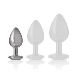 INTENSE ALUMINUM METAL ANAL PLUG WHITE HEART SIZE S