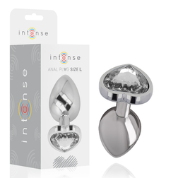 Plug anal Intense Anal Toys métal bijou cœur blanc taille L en Aluminium blanc 9.0 cm vu de face