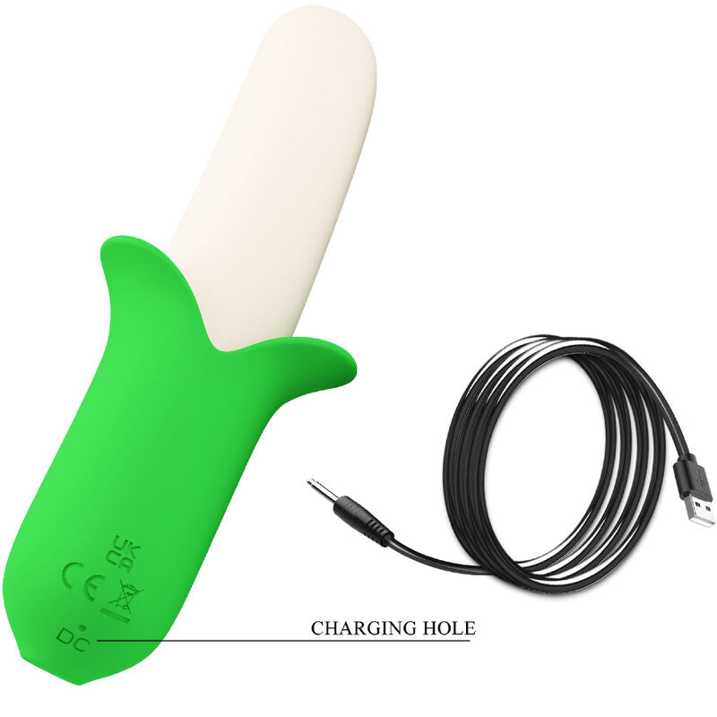 Vibrateur fantaisie silicone 7 modes forme banane — en situation