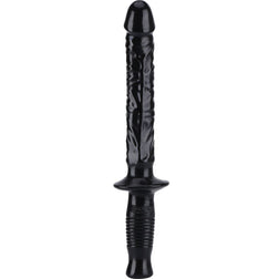 Gode bâton noir XL 38 cm avec poignée — Manhandler en PVC noir 38.0 cm avec base ventouse plate