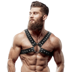Harnais croisé éco-cuir clouté — Studs · Fetish Submissive Attitude · Harnais