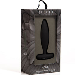 Plug anal Je Joue Plug débutant vibrations à basses fréquences 11,7 cm — Vesta en Silicone noir 11.7 cm vu de face
