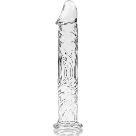 Gode verre réaliste veiné soufflé main 17 cm — vue détaillée