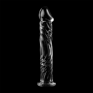 Gode verre réaliste veiné soufflé main 17 cm — emballage