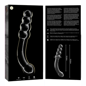 Gode verre courbé double embout prostate 18,5 cm — en situation