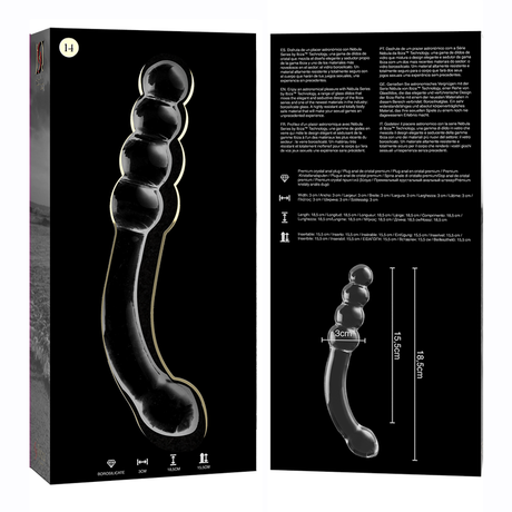 Gode verre courbé double embout prostate 18,5 cm — en situation