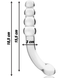 Gode verre courbé double embout prostate 18,5 cm — Nebula Modèle 14