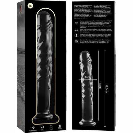 Gode en verre sculpté 18,5 cm — en situation