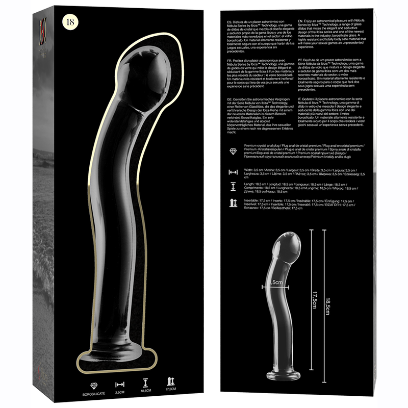 Gode en verre 18,5 cm Ø 3,5 cm — en situation