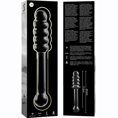 Gode verre double embout ondulé 20,5 cm — texture visible