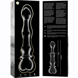 Gode en verre 20,5 cm Ø 3,5 cm format long — texture visible