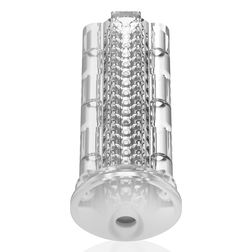 Gaine de rechange masturbateur Titan transparente avec texture interne nervurée et ondulée