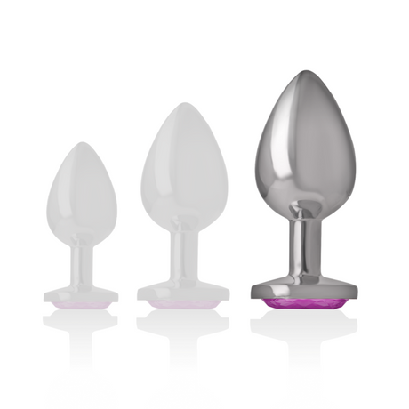 Plug alu strass rose taille L 9,3 cm — vue de profil