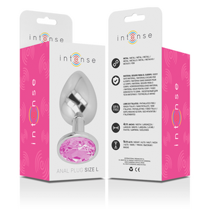 Plug alu strass rose taille L 9,3 cm — emballage