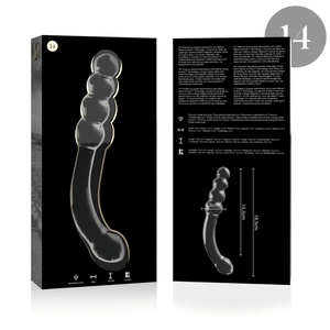 Gode verre courbé double embout prostate 18,5 cm — gros plan