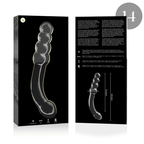 Gode verre courbé double embout prostate 18,5 cm — gros plan