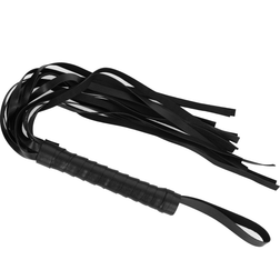 Fouet flogger en cuir végan noir lanières souples — Intense Fetish — vue 2