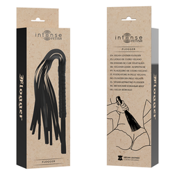 Fouet flogger en cuir végan noir lanières souples — Intense Fetish — vue 5