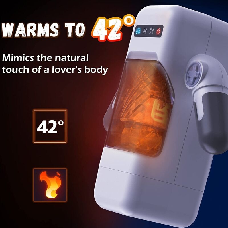 Visuel de la fonction chauffante jusqu'à 42 °C sur un Game Cup blanc présenté en illustration
