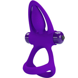 Cockring vibrant double anneau violet Pretty Love — 10 modes