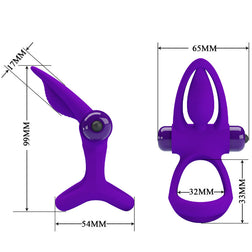 Cockring vibrant double anneau violet Pretty Love — 10 modes