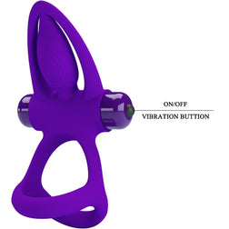 Cockring vibrant double anneau violet Pretty Love — 10 modes