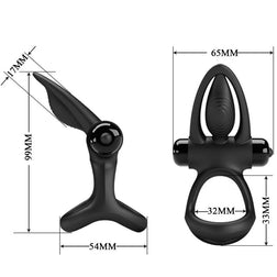 Cockring vibrant double anneau noir Pretty Love — 10 modes
