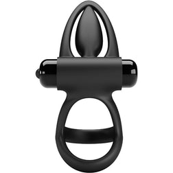 Cockring vibrant double anneau noir Pretty Love — 10 modes