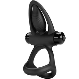Cockring vibrant double anneau noir Pretty Love — 10 modes