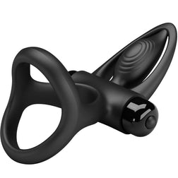 Cockring vibrant double anneau noir Pretty Love — 10 modes