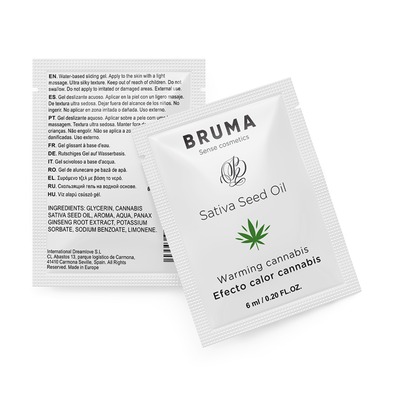 BRUMA HUILE DE GRAINES DE SATIVA GEL GLISSANT RECHAUFFANT SAVEUR DE CANNABIS 6 ML