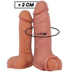 Extension pénienne VirilXL en silicone liquide +2 cm, vue de face