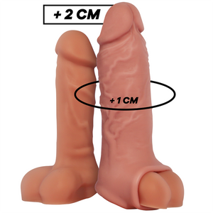Extension pénienne VirilXL en silicone liquide +2 cm, vue de face